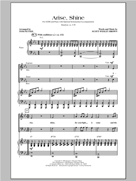 Tom Fettke Arise Shine Sheet Music Notes & Chords for SATB - Download or Print PDF