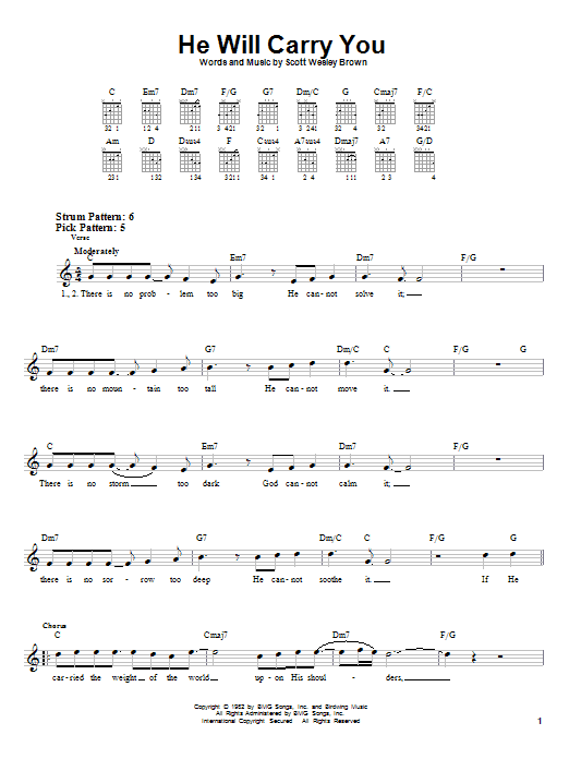 Scott Wesley Brown He Will Carry You Sheet Music Notes & Chords for Melody Line, Lyrics & Chords - Download or Print PDF