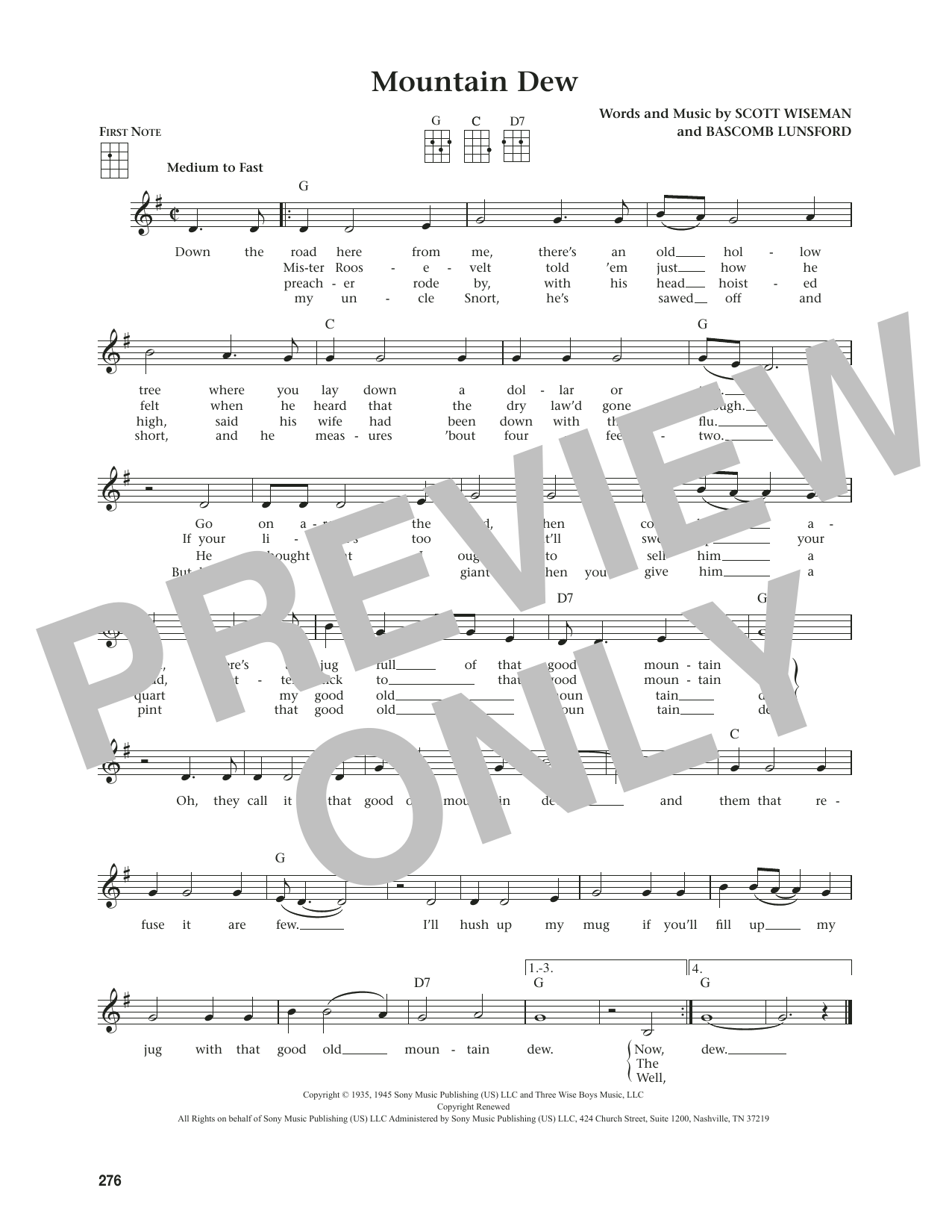 Scott Wiseman Mountain Dew (from The Daily Ukulele) (arr. Jim Beloff) Sheet Music Notes & Chords for Ukulele - Download or Print PDF