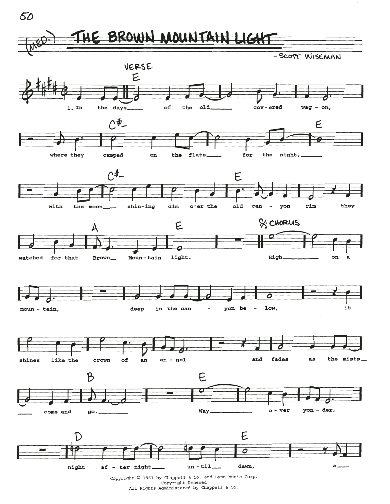 Scott Wiseman The Brown Mountain Light Sheet Music Notes & Chords for Real Book – Melody, Lyrics & Chords - Download or Print PDF