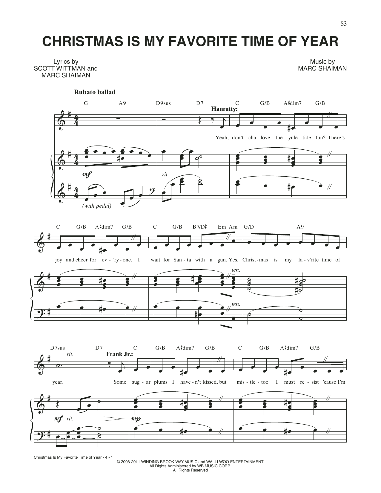 Scott Wittman Christmas Is My Favorite Time Of Year (from Catch Me If You Can) Sheet Music Notes & Chords for Piano & Vocal - Download or Print PDF
