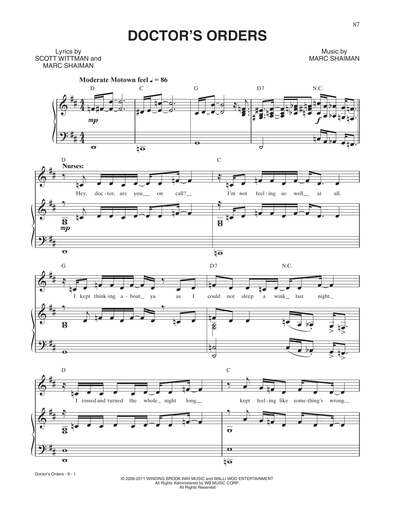 Scott Wittman Doctor's Orders (from Catch Me If You Can) Sheet Music Notes & Chords for Piano & Vocal - Download or Print PDF