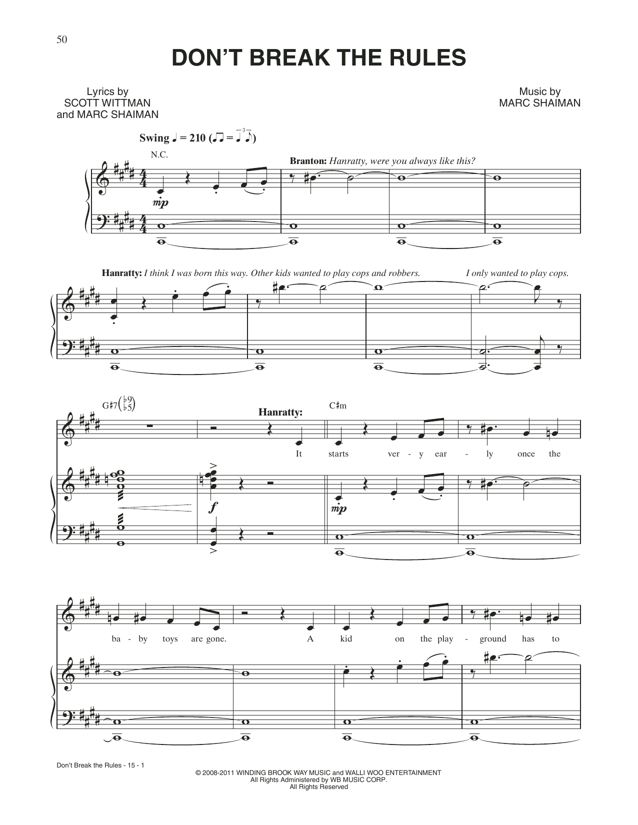 Scott Wittman Don't Break The Rules (from Catch Me If You Can) Sheet Music Notes & Chords for Piano & Vocal - Download or Print PDF