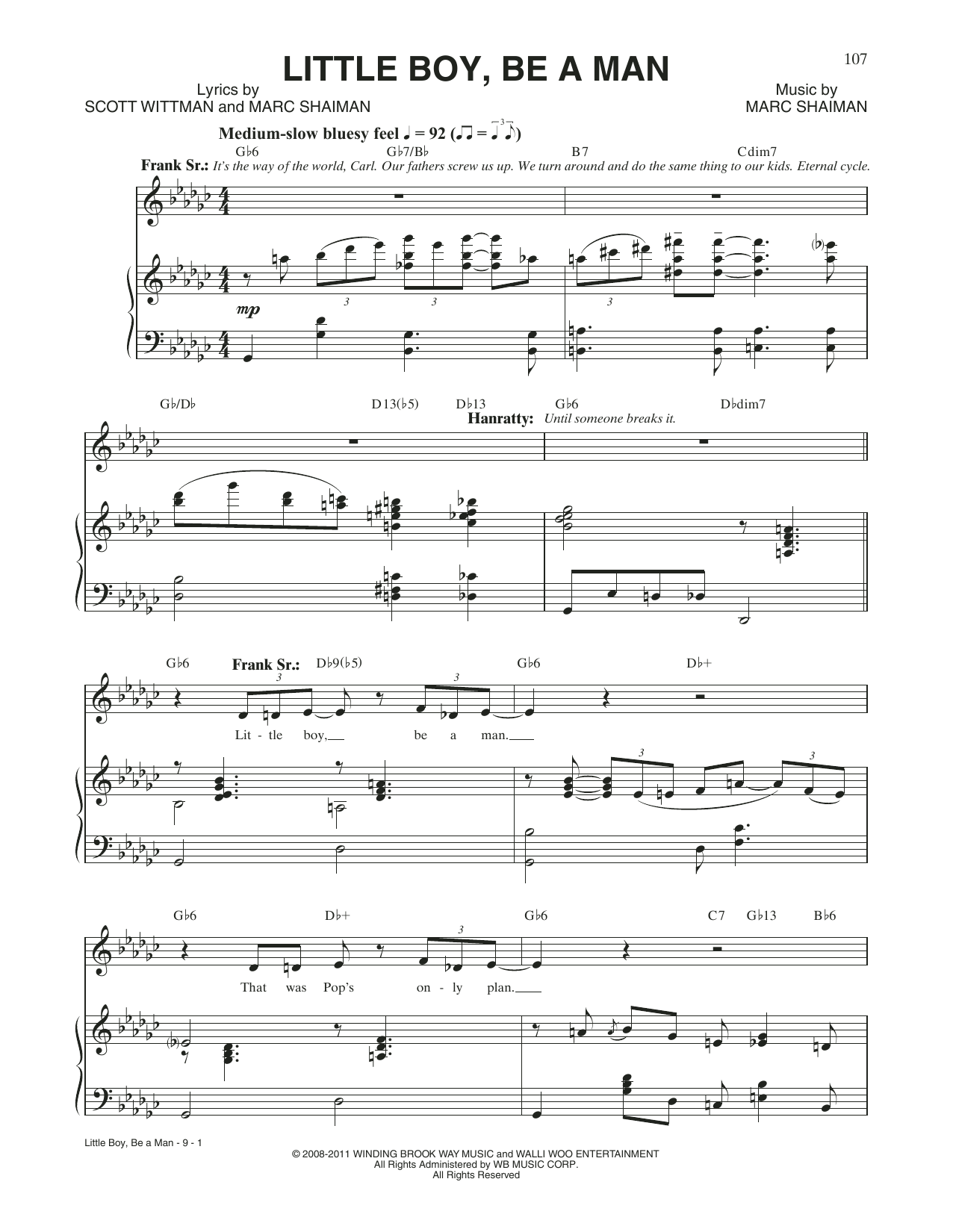 Scott Wittman Little Boy, Be A Man (from Catch Me If You Can) Sheet Music Notes & Chords for Piano & Vocal - Download or Print PDF