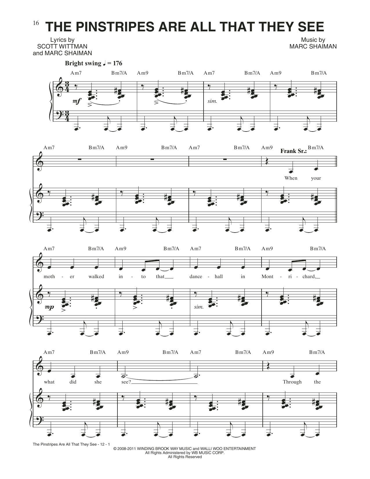 Scott Wittman The Pinstripes Are All That They See (from Catch Me If You Can) Sheet Music Notes & Chords for Piano & Vocal - Download or Print PDF