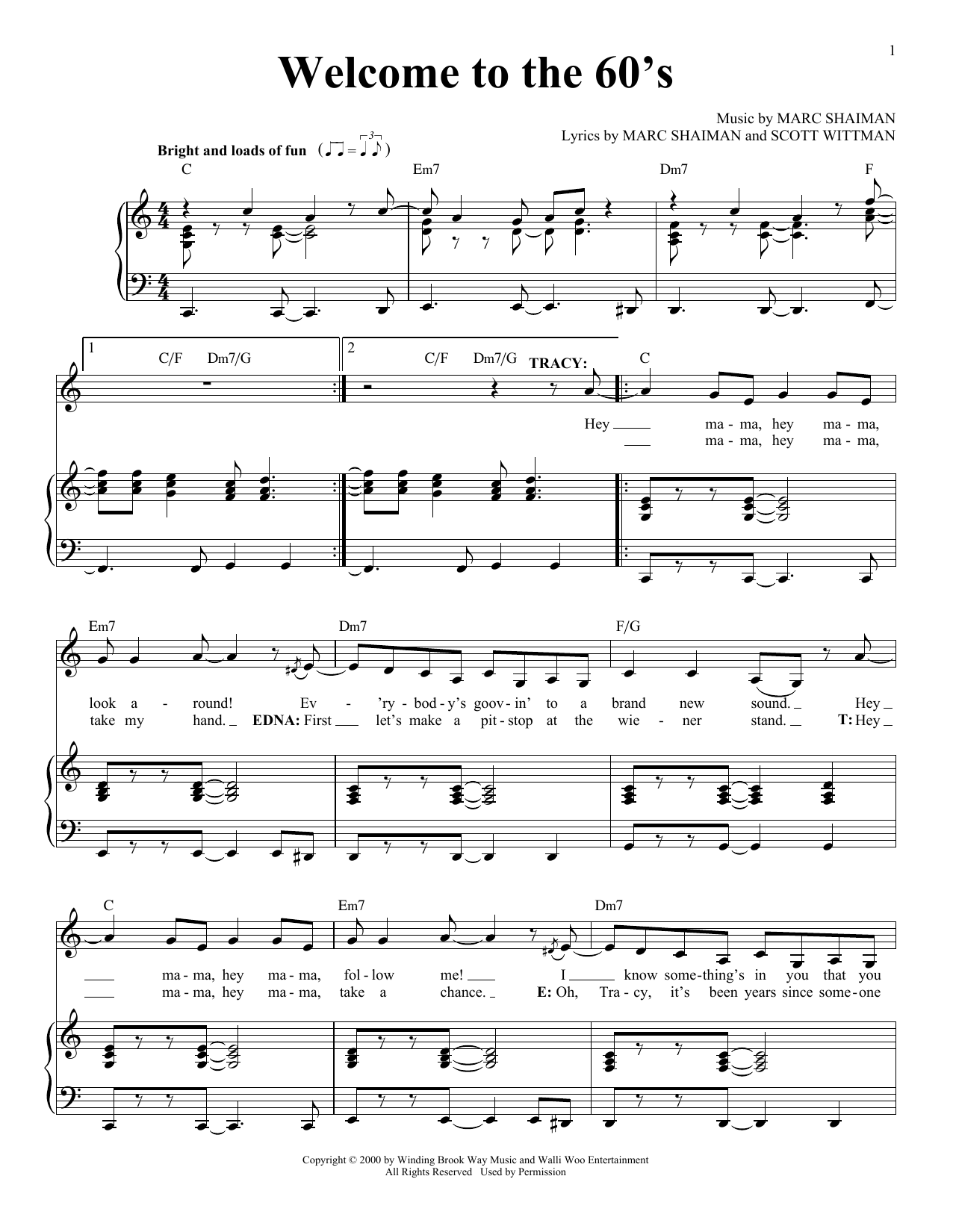 Scott Wittman Welcome To The 60's Sheet Music Notes & Chords for Melody Line, Lyrics & Chords - Download or Print PDF