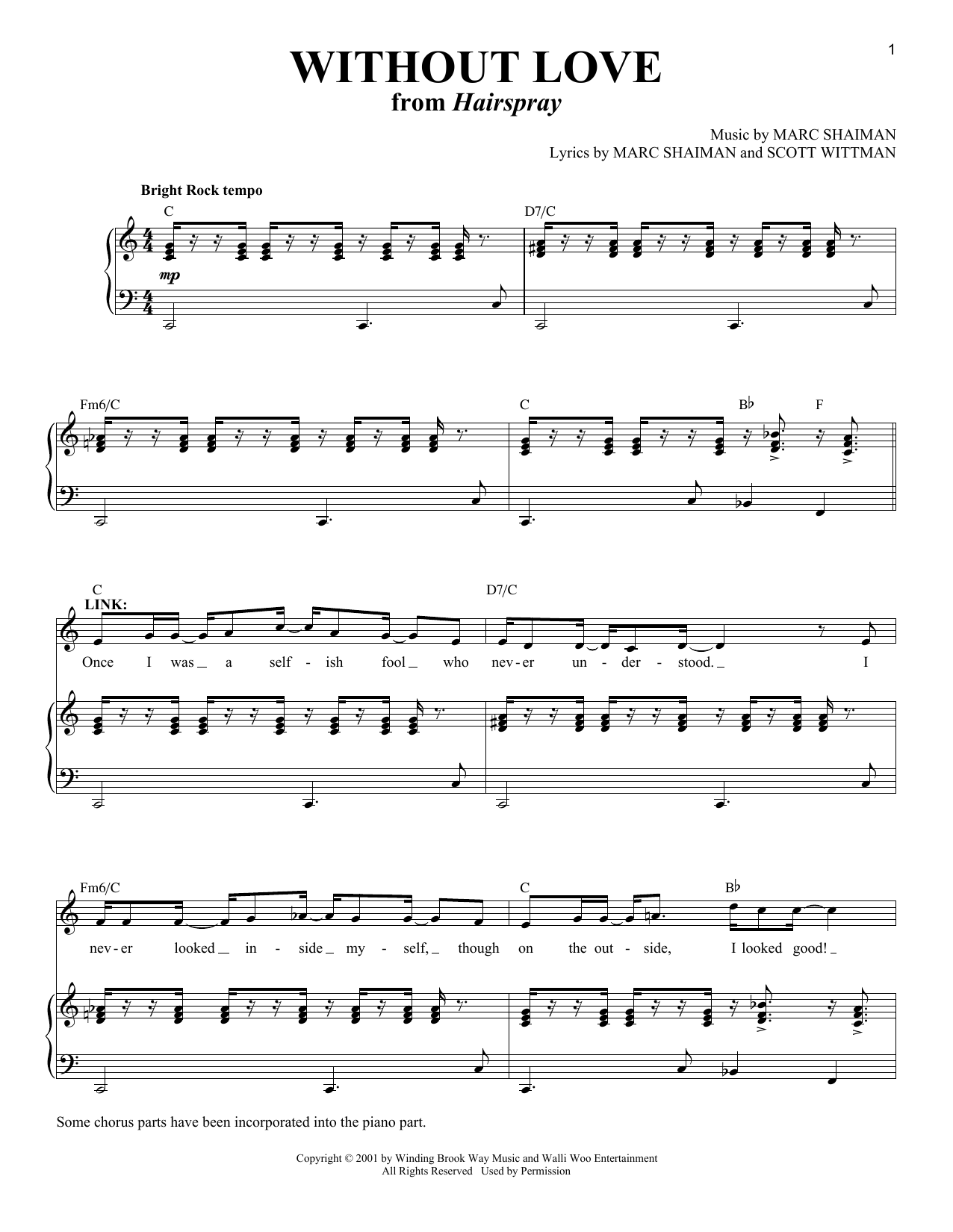 Scott Wittman Without Love Sheet Music Notes & Chords for Piano & Vocal - Download or Print PDF