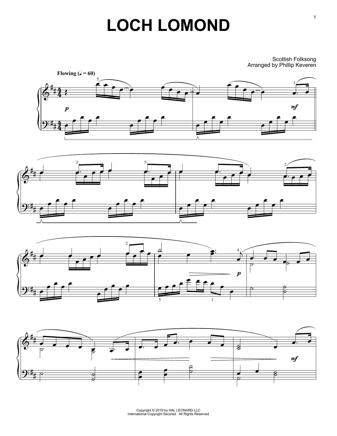 Scottish Folksong Loch Lomond (arr. Phillip Keveren) Sheet Music Notes & Chords for Piano Solo - Download or Print PDF