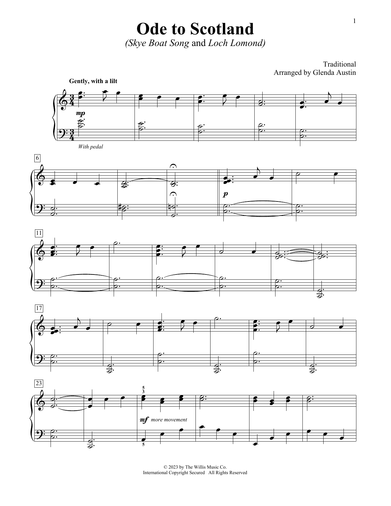 Scottish Folksong Ode To Scotland (arr. Glenda Austin) Sheet Music Notes & Chords for Educational Piano - Download or Print PDF