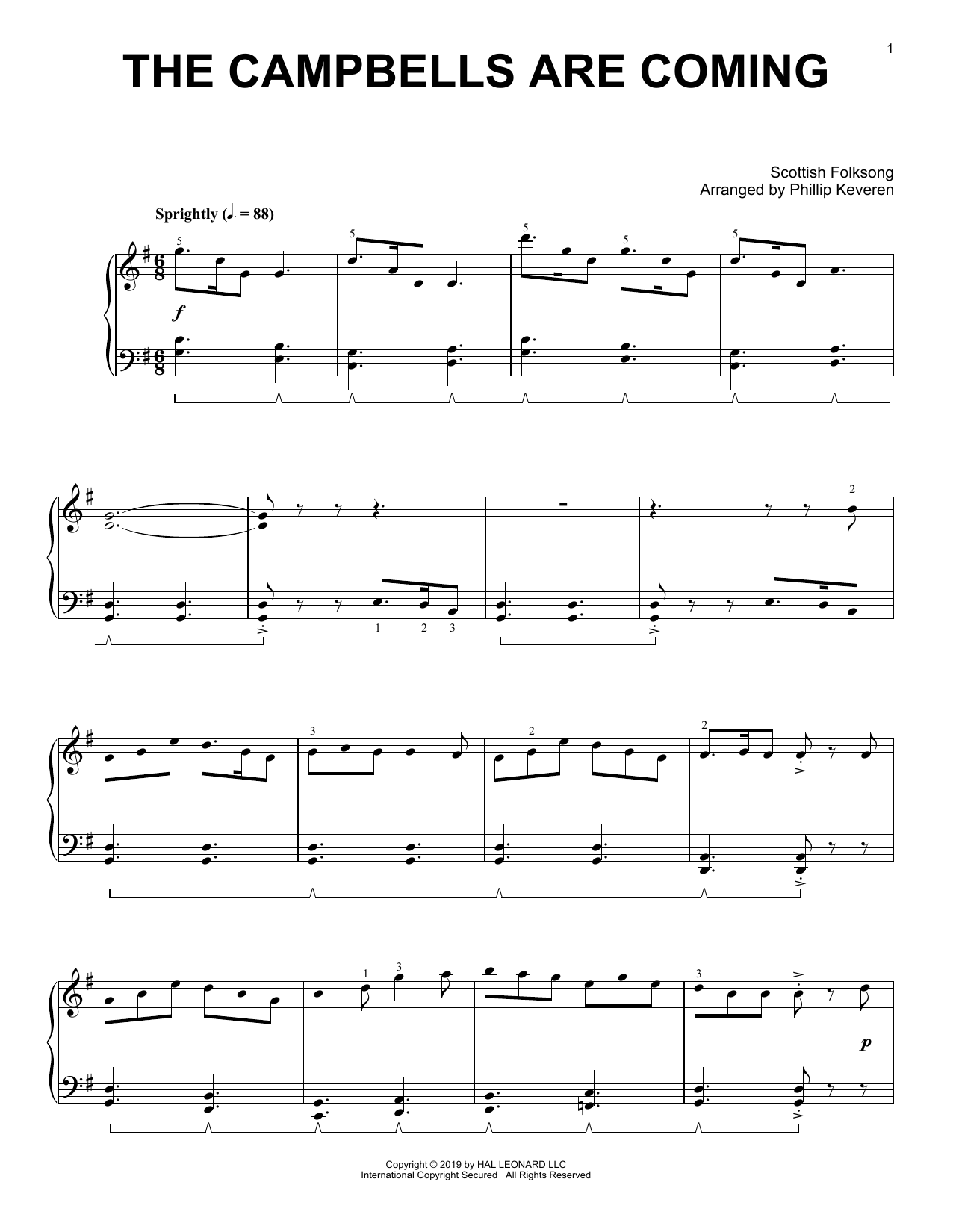 Scottish Folksong The Campbells Are Coming (arr. Phillip Keveren) Sheet Music Notes & Chords for Piano Solo - Download or Print PDF