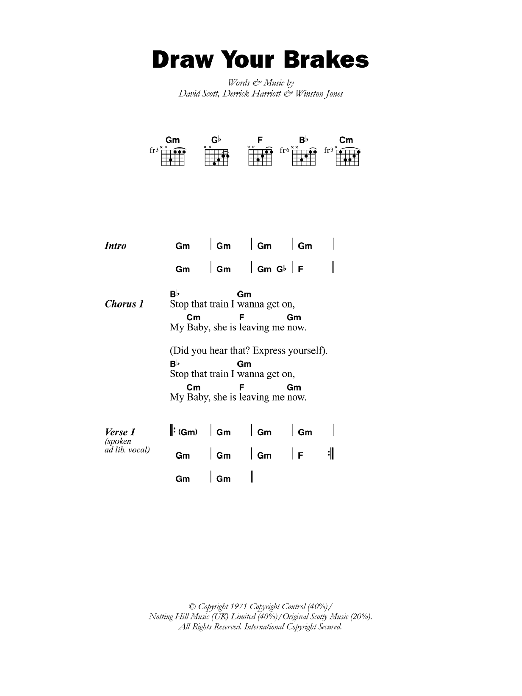 Scotty Draw Your Brakes Sheet Music Notes & Chords for Lyrics & Chords - Download or Print PDF