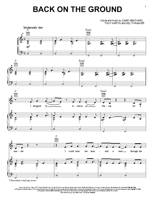 Scotty McCreery Back On The Ground Sheet Music Notes & Chords for Piano, Vocal & Guitar (Right-Hand Melody) - Download or Print PDF