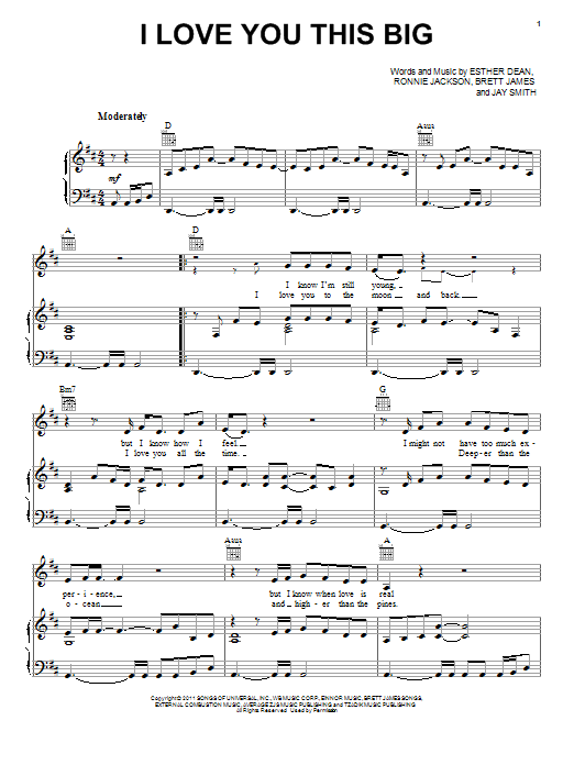 Scotty McCreery I Love You This Big Sheet Music Notes & Chords for Piano, Vocal & Guitar (Right-Hand Melody) - Download or Print PDF