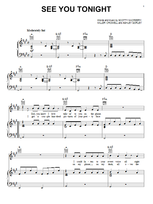 Scotty McCreery See You Tonight Sheet Music Notes & Chords for Piano, Vocal & Guitar (Right-Hand Melody) - Download or Print PDF