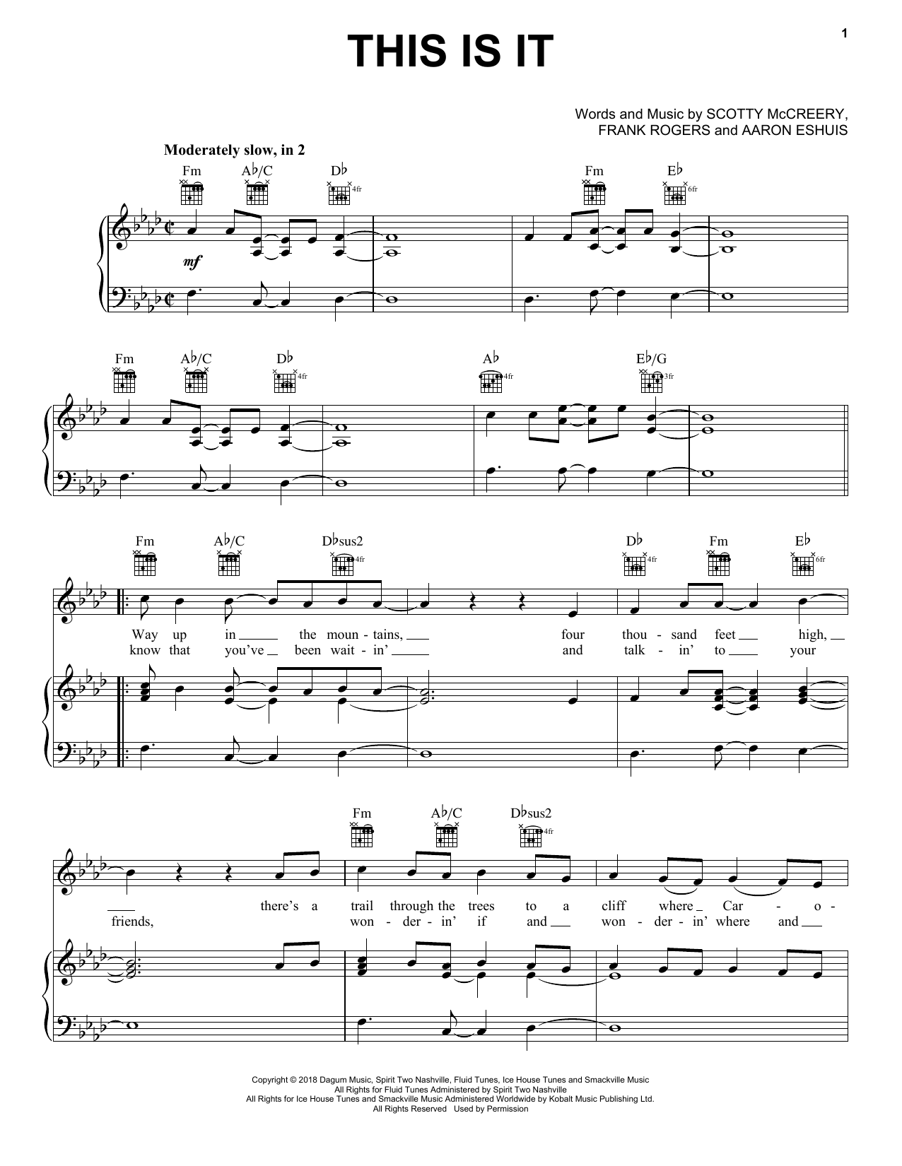 Scotty McCreery This Is It Sheet Music Notes & Chords for Piano, Vocal & Guitar (Right-Hand Melody) - Download or Print PDF