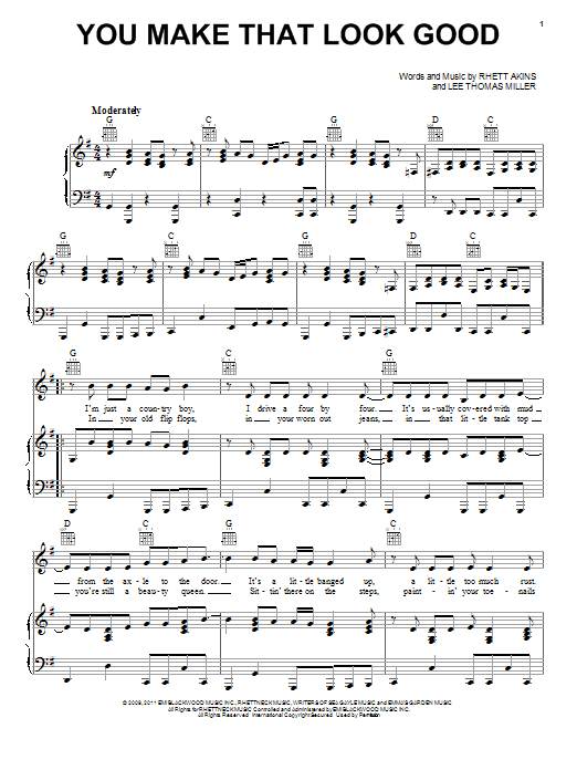 Scotty McCreery You Make That Look Good Sheet Music Notes & Chords for Piano, Vocal & Guitar (Right-Hand Melody) - Download or Print PDF