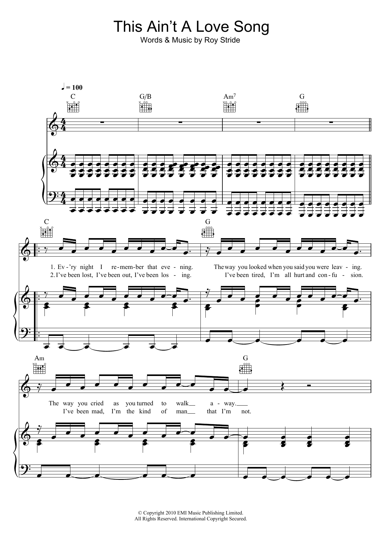 Scouting For Girls This Ain't A Love Song Sheet Music Notes & Chords for Piano, Vocal & Guitar (Right-Hand Melody) - Download or Print PDF