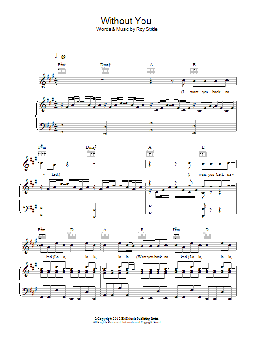 Scouting For Girls Without You Sheet Music Notes & Chords for Piano, Vocal & Guitar (Right-Hand Melody) - Download or Print PDF