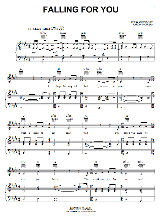 Seabird Falling For You Sheet Music Notes & Chords for Piano, Vocal & Guitar (Right-Hand Melody) - Download or Print PDF
