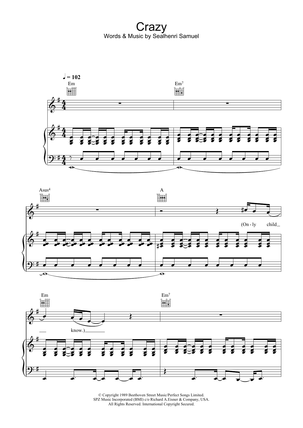 Seal Crazy Sheet Music Download Pdf Score 31178 On the live album one night to remember (2006). seal crazy sheet music notes chords download printable piano vocal guitar right hand melody sku 31178