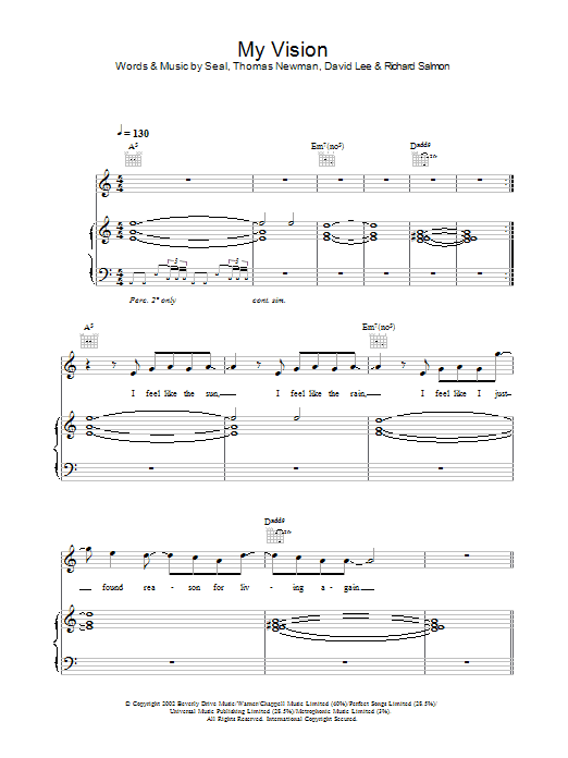 Seal My Vision Sheet Music Notes & Chords for Piano, Vocal & Guitar - Download or Print PDF