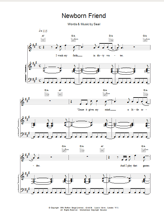 Seal Newborn Friend Sheet Music Notes & Chords for Piano, Vocal & Guitar - Download or Print PDF