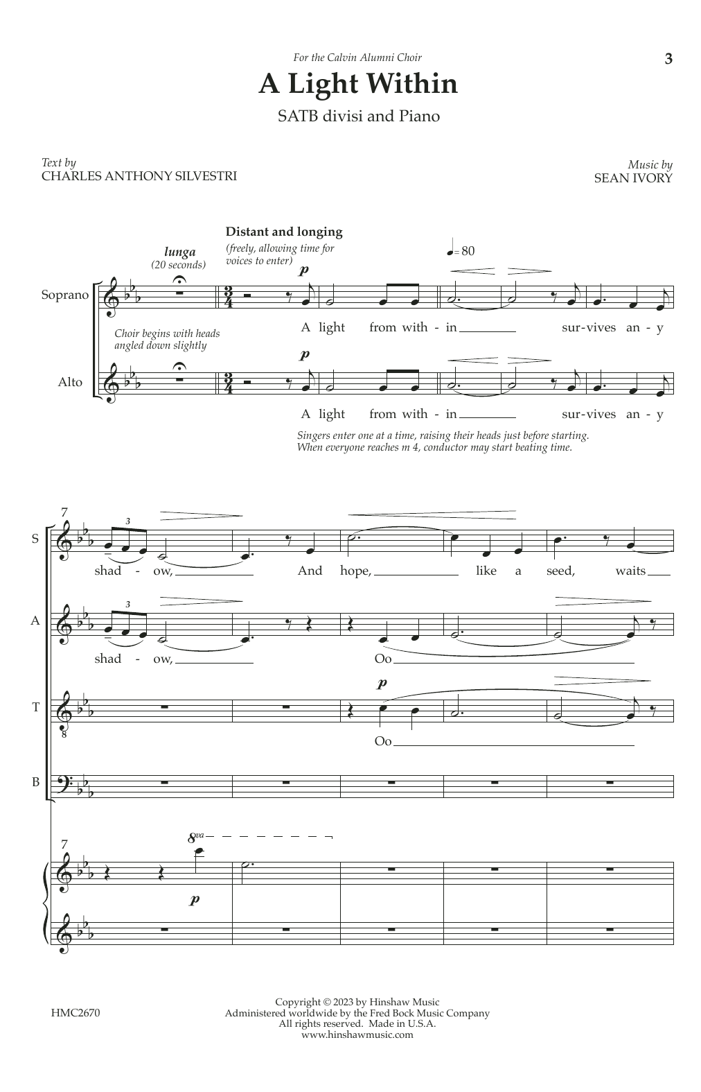 Sean Ivory A Light Within Sheet Music Notes & Chords for SATB Choir - Download or Print PDF