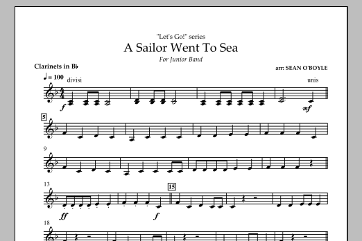 Sean O'Boyle A Sailor Went To Sea - Clarinet in Bb Sheet Music Notes & Chords for Concert Band - Download or Print PDF