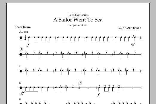 Sean O'Boyle A Sailor Went To Sea - Snare Drum Sheet Music Notes & Chords for Concert Band - Download or Print PDF