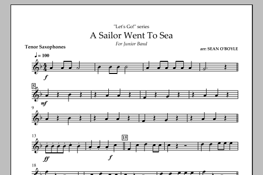 Sean O'Boyle A Sailor Went To Sea - Tenor Saxophone Sheet Music Notes & Chords for Concert Band - Download or Print PDF