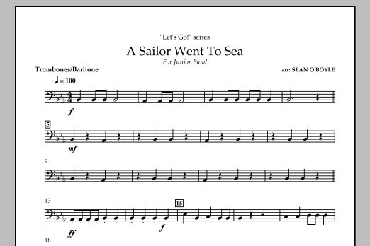 Sean O'Boyle A Sailor Went To Sea - Trombone/Baritone B.C. Sheet Music Notes & Chords for Concert Band - Download or Print PDF