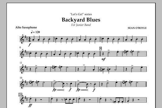 Sean O'Boyle Backyard Blues - Alto Saxophone Sheet Music Notes & Chords for Concert Band - Download or Print PDF
