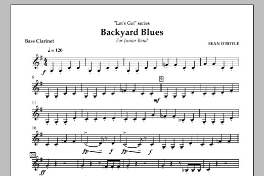 Sean O'Boyle Backyard Blues - Bass Clarinet Sheet Music Notes & Chords for Concert Band - Download or Print PDF