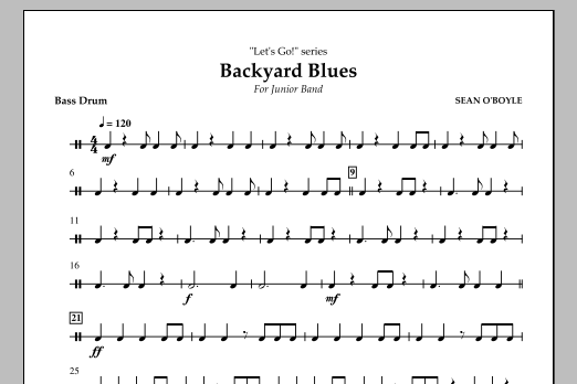 Sean O'Boyle Backyard Blues - Bass Drum Sheet Music Notes & Chords for Concert Band - Download or Print PDF