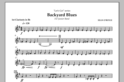 Sean O'Boyle Backyard Blues - Bb Clarinet 1 Sheet Music Notes & Chords for Concert Band - Download or Print PDF