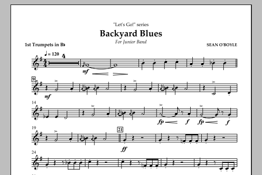 Sean O'Boyle Backyard Blues - Bb Trumpet 1 Sheet Music Notes & Chords for Concert Band - Download or Print PDF