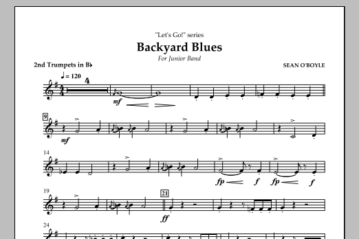 Sean O'Boyle Backyard Blues - Bb Trumpet 2 Sheet Music Notes & Chords for Concert Band - Download or Print PDF