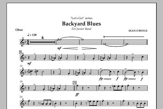 Sean O'Boyle Backyard Blues - Oboe Sheet Music Notes & Chords for Concert Band - Download or Print PDF