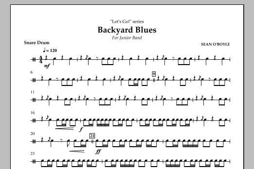Sean O'Boyle Backyard Blues - Snare Drum Sheet Music Notes & Chords for Concert Band - Download or Print PDF
