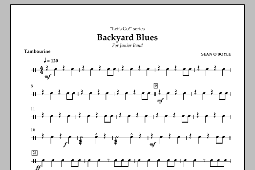 Sean O'Boyle Backyard Blues - Tambourine Sheet Music Notes & Chords for Concert Band - Download or Print PDF