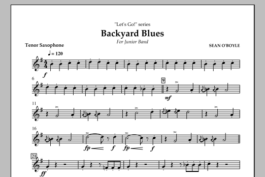 Sean O'Boyle Backyard Blues - Tenor Saxophone Sheet Music Notes & Chords for Concert Band - Download or Print PDF