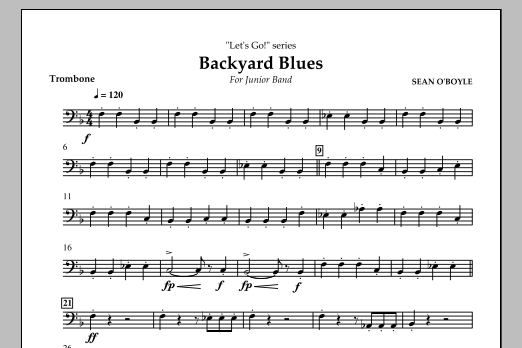 Sean O'Boyle Backyard Blues - Trombone Sheet Music Notes & Chords for Concert Band - Download or Print PDF