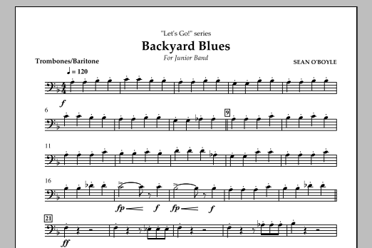 Sean O'Boyle Backyard Blues - Trombone/Baritone B.C. Sheet Music Notes & Chords for Concert Band - Download or Print PDF