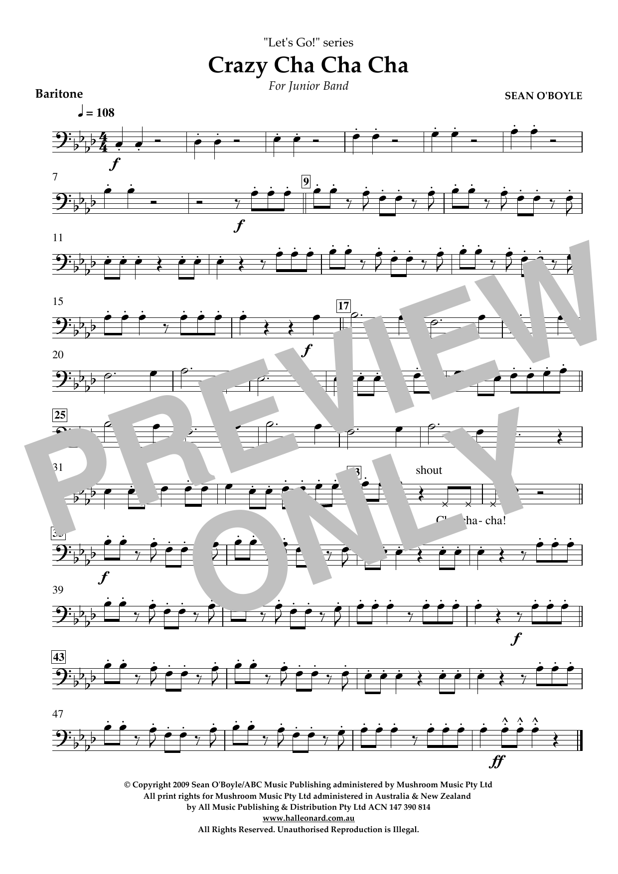 Sean O'Boyle Crazy Cha Cha Cha - Baritone Sheet Music Notes & Chords for Concert Band - Download or Print PDF