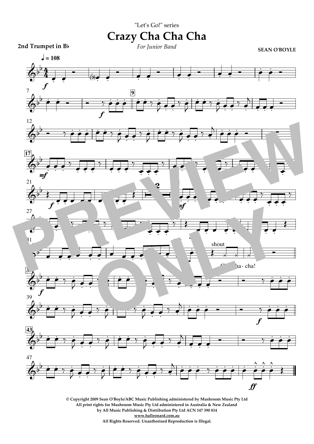 Sean O'Boyle Crazy Cha Cha Cha - Bb Trumpet 2 Sheet Music Notes & Chords for Concert Band - Download or Print PDF