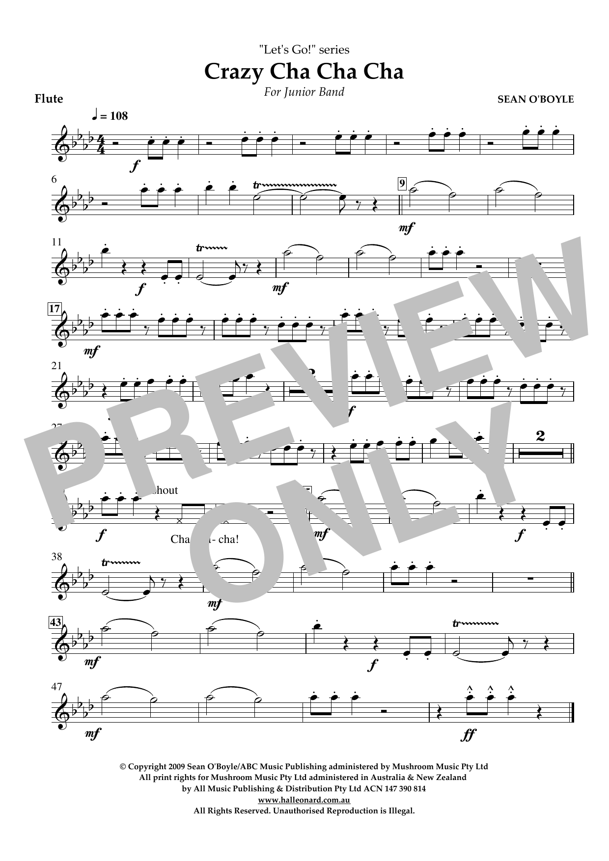 Sean O'Boyle Crazy Cha Cha Cha - Flute Sheet Music Notes & Chords for Concert Band - Download or Print PDF