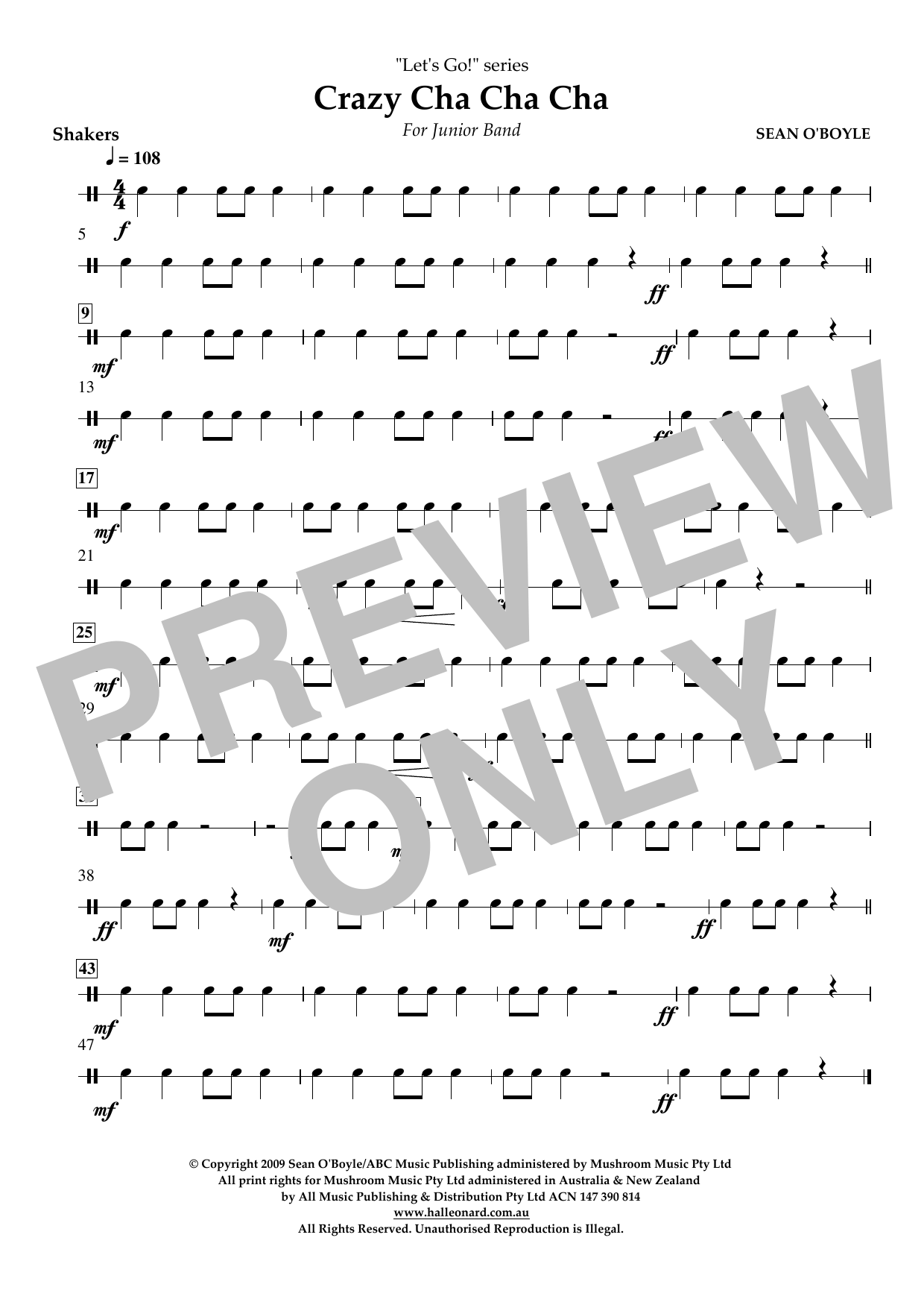 Sean O'Boyle Crazy Cha Cha Cha - Shaker Sheet Music Notes & Chords for Concert Band - Download or Print PDF