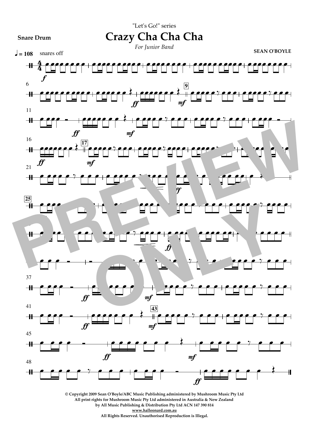 Sean O'Boyle Crazy Cha Cha Cha - Snare Drum Sheet Music Notes & Chords for Concert Band - Download or Print PDF