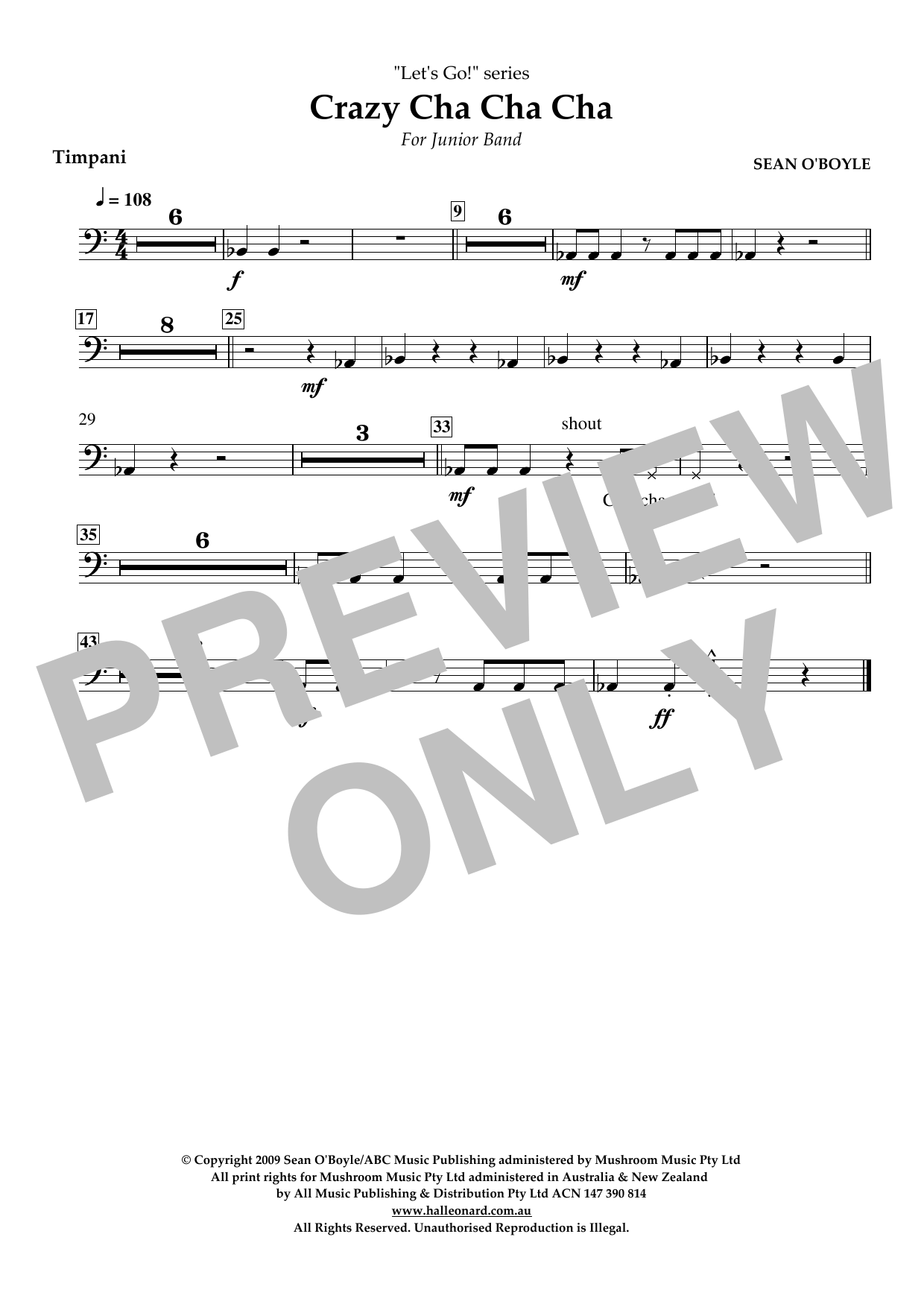 Sean O'Boyle Crazy Cha Cha Cha - Timpani Sheet Music Notes & Chords for Concert Band - Download or Print PDF