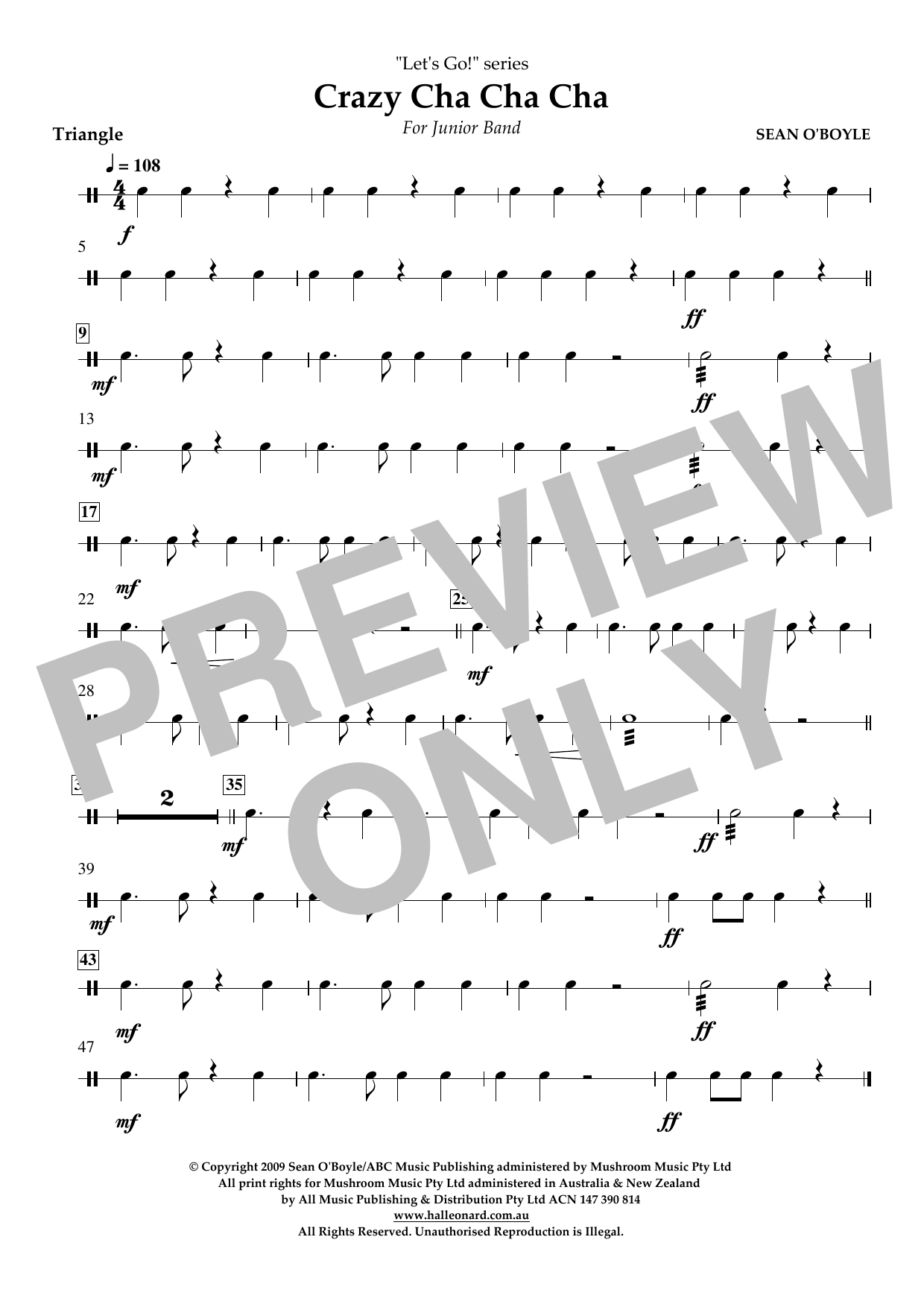 Sean O'Boyle Crazy Cha Cha Cha - Triangle Sheet Music Notes & Chords for Concert Band - Download or Print PDF